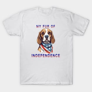 Beagle Funny USA Flag 4th of July Fur Of Independence T-Shirt